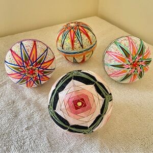 Handcrafted Japanese Temari Ball Set – 4 pieces